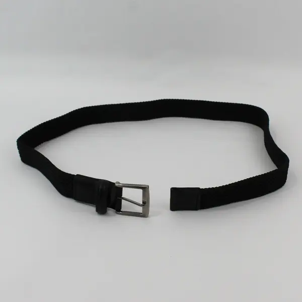 Lot of 2 Black Woven Unisex Belts, Sizes Medium 34-36 & 2XL 115-120 