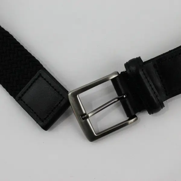 Lot of 2 Black Woven Unisex Belts, Sizes Medium 34-36 & 2XL 115-120 