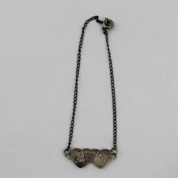 Sterling Silver Enamel Double Heart Charm Bracelet