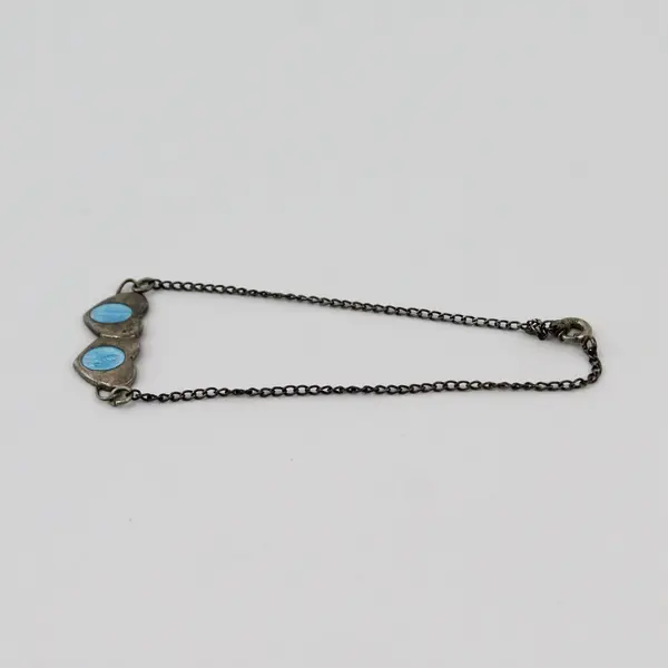 Sterling Silver Enamel Double Heart Charm Bracelet