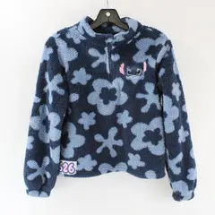 Disney Lilo & Stitch Girls Blue Floral Fleece Quarter Zip Pullover