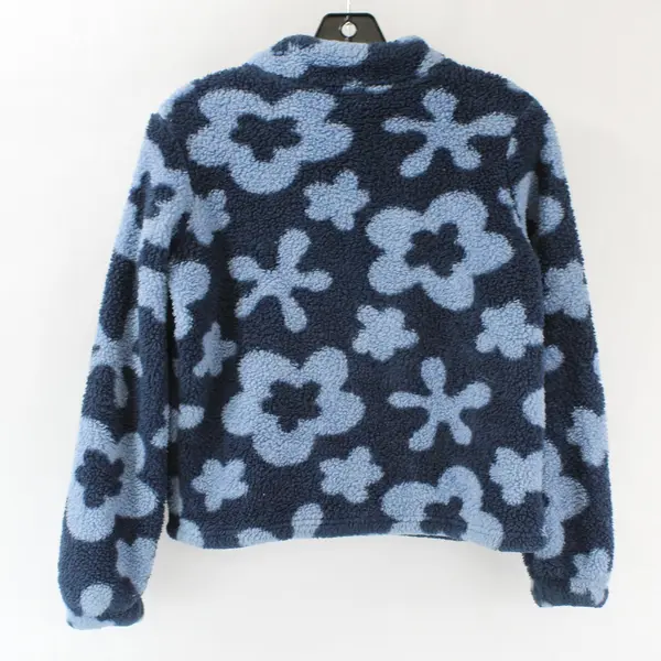 Disney Lilo & Stitch Girls Blue Floral Fleece Quarter Zip Pullover