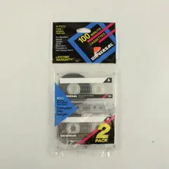 Universal A-1102 Blank Audio Cassette Tape 2 Pack 100 Min New