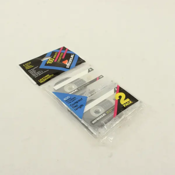Universal A-1102 Blank Audio Cassette Tape 2 Pack 100 Min New
