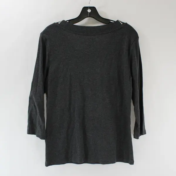 Style & Co. Bedazzled Gray 3/4-Sleeve Top Women's Petite Large