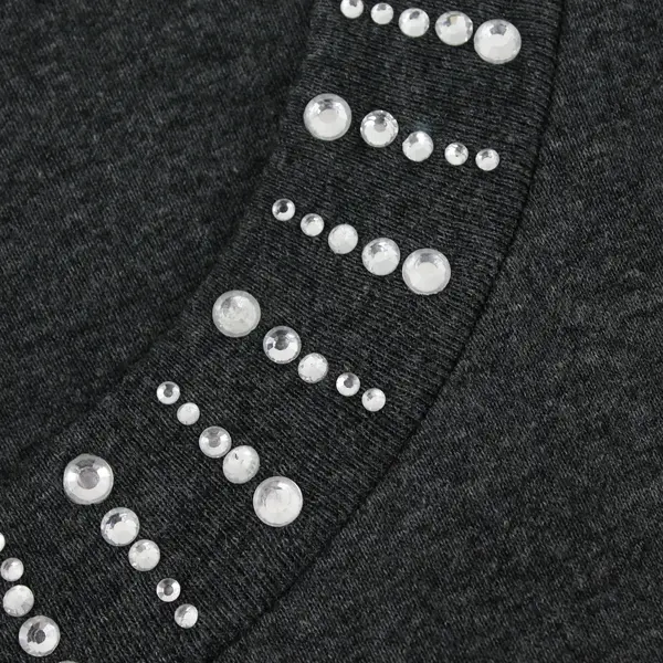 Style & Co. Bedazzled Gray 3/4-Sleeve Top Women's Petite Large