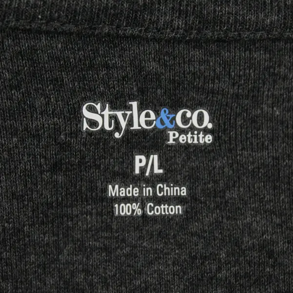 Style & Co. Bedazzled Gray 3/4-Sleeve Top Women's Petite Large