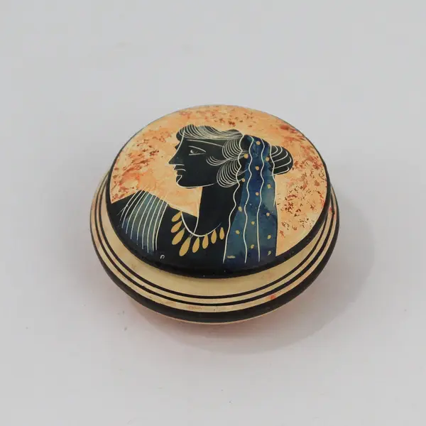 Hand Painted Copy Of Classic Period Greek Woman Trinket Box