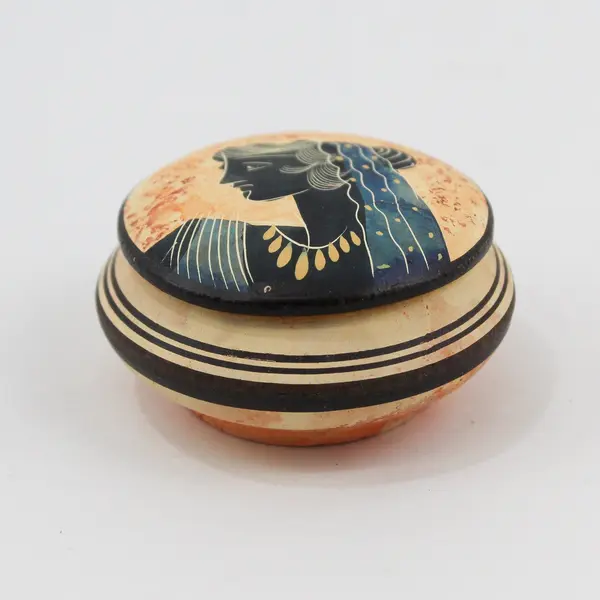 Hand Painted Copy Of Classic Period Greek Woman Trinket Box