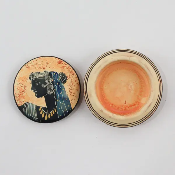 Hand Painted Copy Of Classic Period Greek Woman Trinket Box