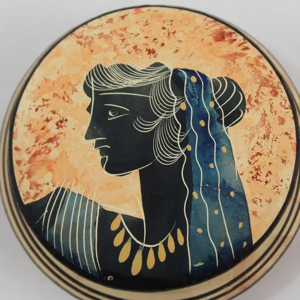 Hand Painted Copy Of Classic Period Greek Woman Trinket Box