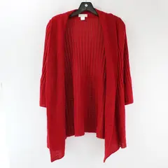 Christopher & Banks Red Open-Front Half-Sleeve Cardigan Women's Small