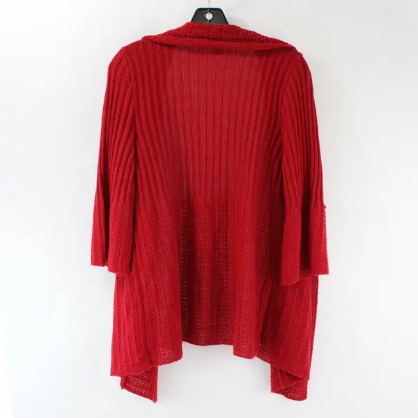 Christopher & Banks Red Open-Front Half-Sleeve Cardigan Women's Small