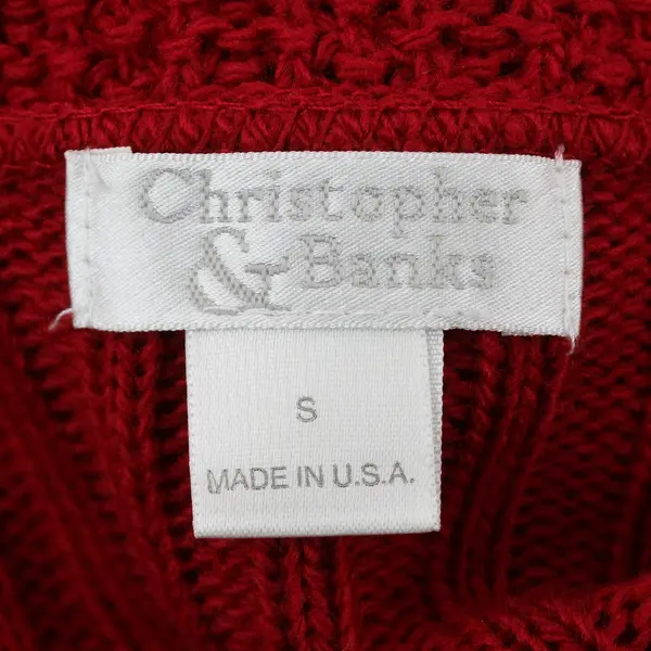 Christopher & Banks Red Open-Front Half-Sleeve Cardigan Women's Small