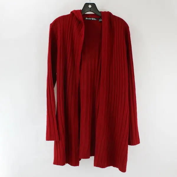 Planet Gold Maternity Red Hooded Knit Cardigan Women's XL