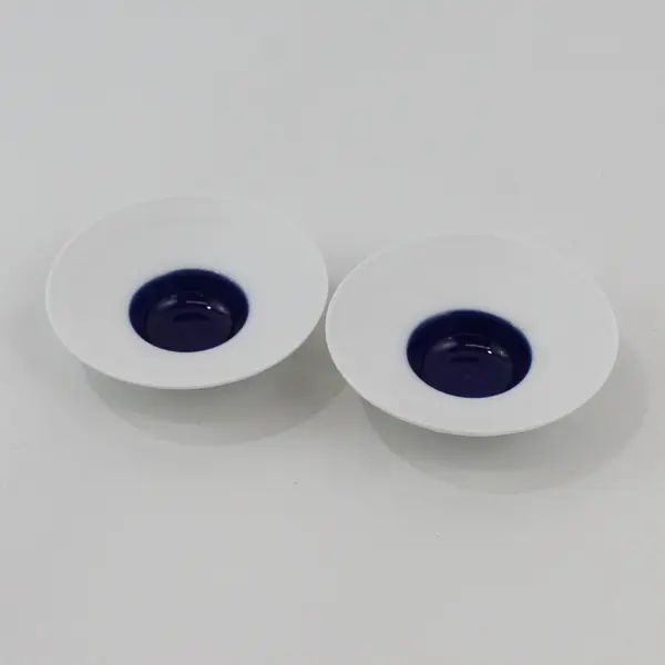 Crate & Barrel Dot Dish Blue 4" Set of 2 Ceramic