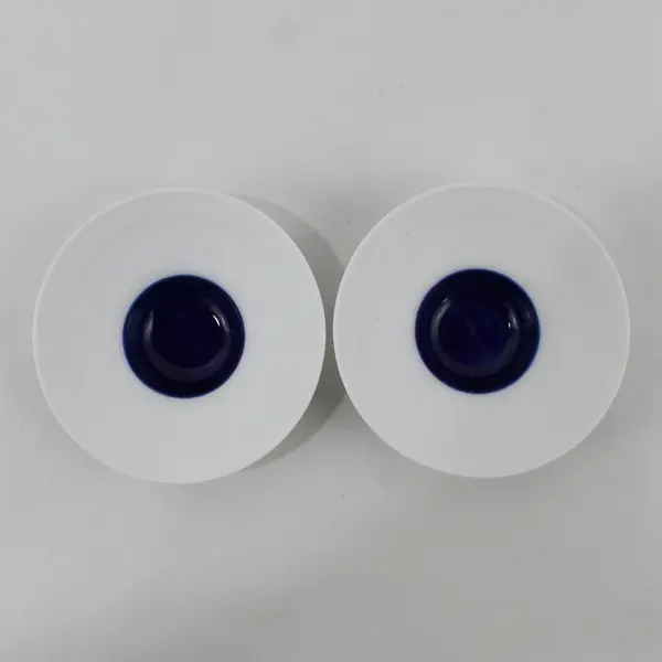 Crate & Barrel Dot Dish Blue 4" Set of 2 Ceramic