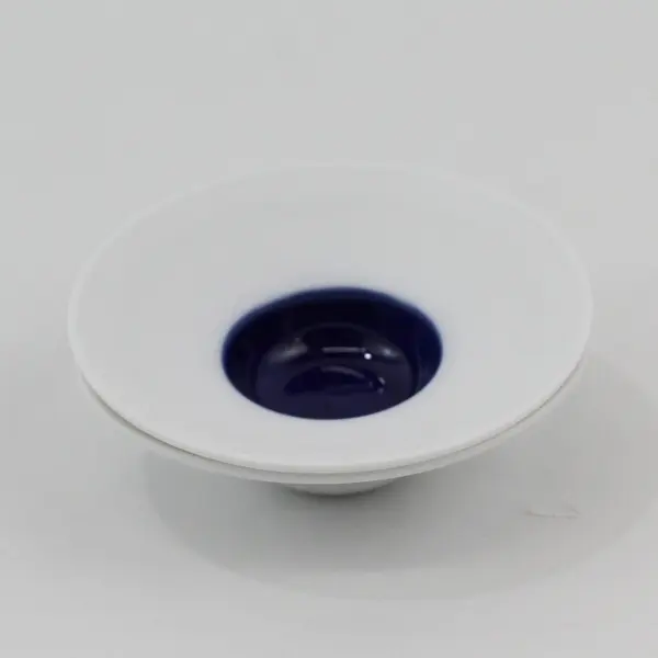 Crate & Barrel Dot Dish Blue 4" Set of 2 Ceramic
