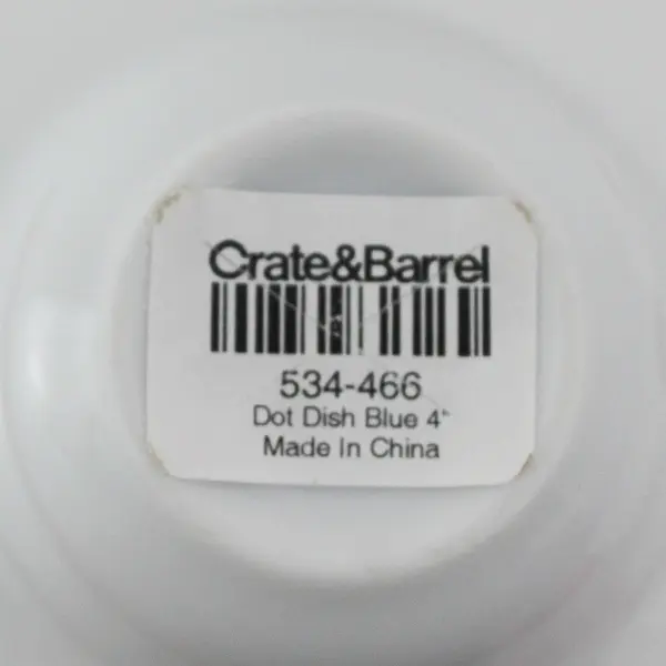 Crate & Barrel Dot Dish Blue 4" Set of 2 Ceramic