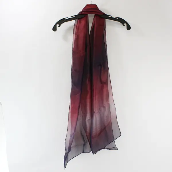Sheer Shimmery Burgundy Red Black Gray Scarf 15x65