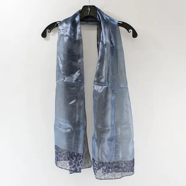 Sheer Shimmery Blue Animal Print Scarf 20"x60"