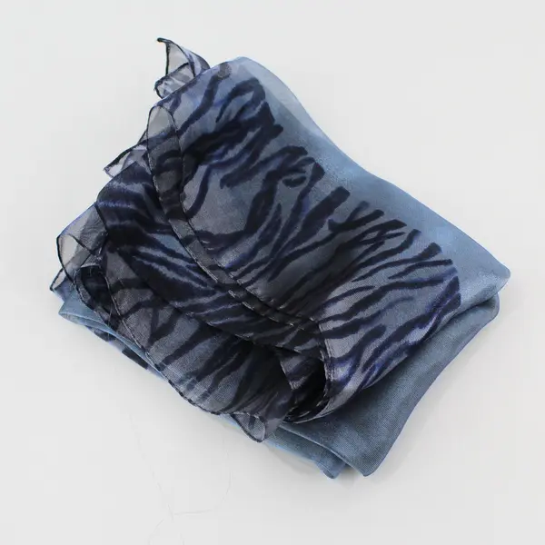 Sheer Shimmery Blue Animal Print Scarf 20"x60"