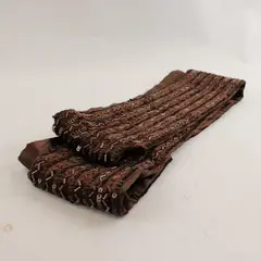 Dark Brown Beaded Sequined Skinny Scarf 60"