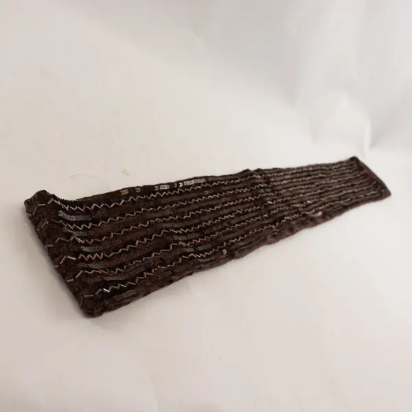 Dark Brown Beaded Sequined Skinny Scarf 60"