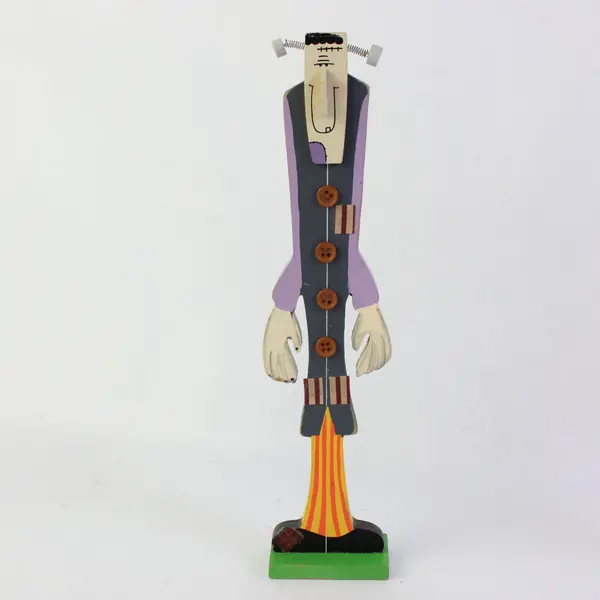 Lot of 2 Pacific Rim Wooden Halloween Figurines Frankenstein Ghost Boo