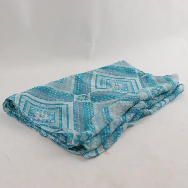 Lot of 2 Sheer Blue Lightweight Silk-Feel Scarves 