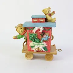 Enesco 1996 Casey Christmas Caboose Train Car 219525 Bear Figurine