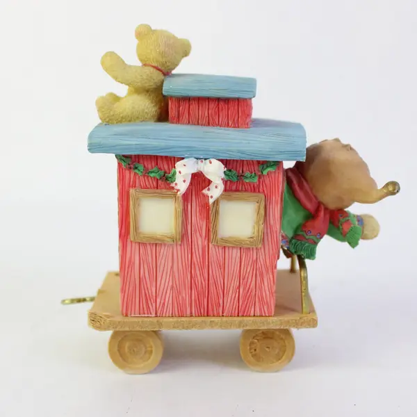 Enesco 1996 Casey Christmas Caboose Train Car 219525 Bear Figurine