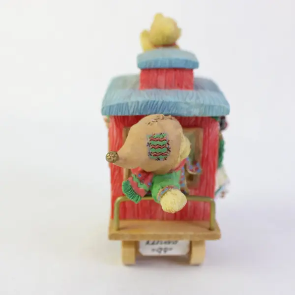 Enesco 1996 Casey Christmas Caboose Train Car 219525 Bear Figurine