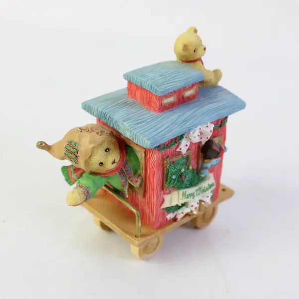Enesco 1996 Casey Christmas Caboose Train Car 219525 Bear Figurine