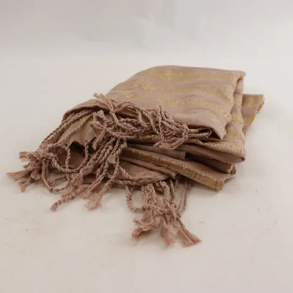 Shimmery Pink and Gold Fringe Lightweight Scarf 20"x66"