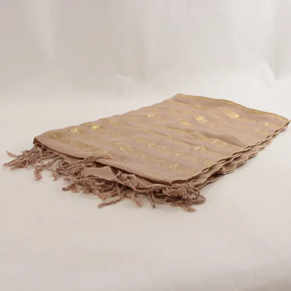 Shimmery Pink and Gold Fringe Lightweight Scarf 20"x66"