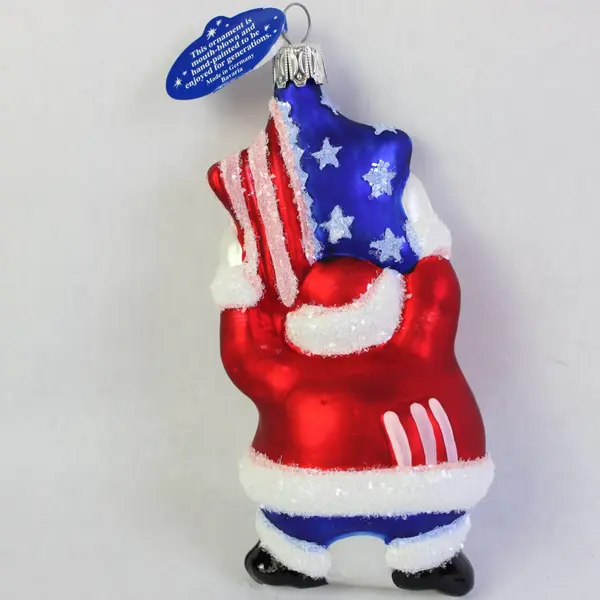 Goebel Heirloom Santa's Pride USA Flag Glass Christmas Ornament 191901