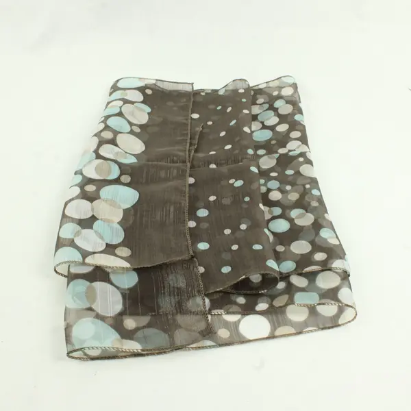 Taupe Brown Sheer Scarf Blue White Polka Dot 13x58