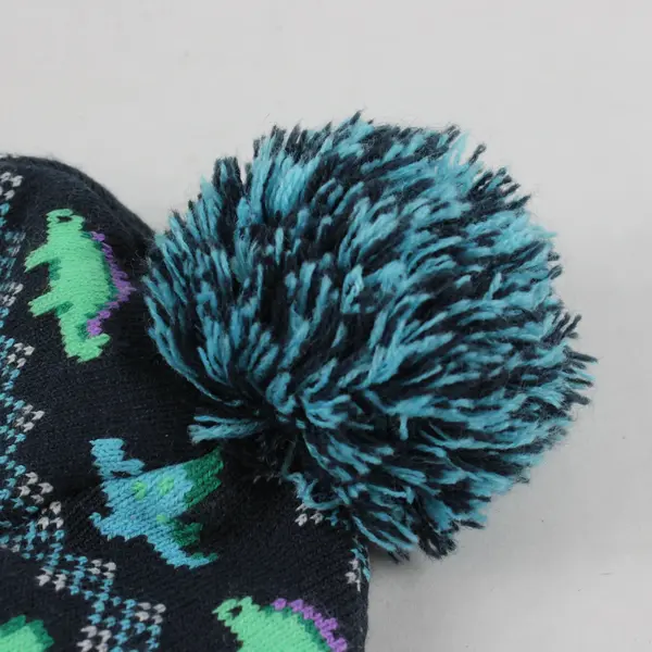 Great Northern Boys Navy Blue Dinosaur Beanie Sz 4-6X 