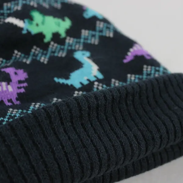 Great Northern Boys Navy Blue Dinosaur Beanie Sz 4-6X 