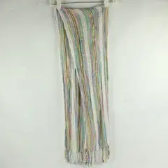 Sparkly Multicolor Striped Woven Fringe Lightweight Scarf 11"x62"