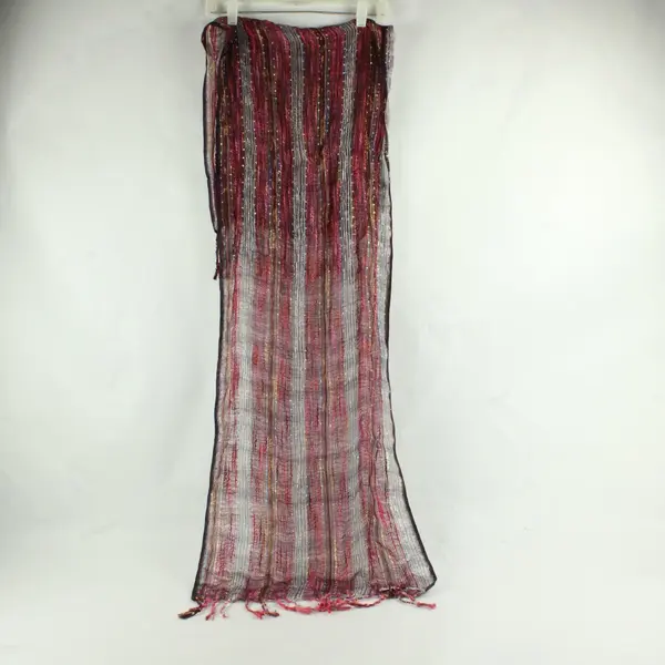 Sparkly Multicolor Striped Woven Fringe Lightweight Scarf 17"x62"