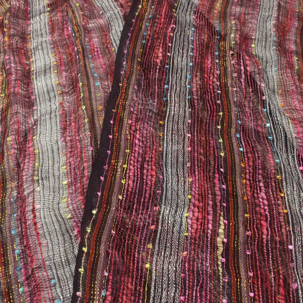 Sparkly Multicolor Striped Woven Fringe Lightweight Scarf 17"x62"