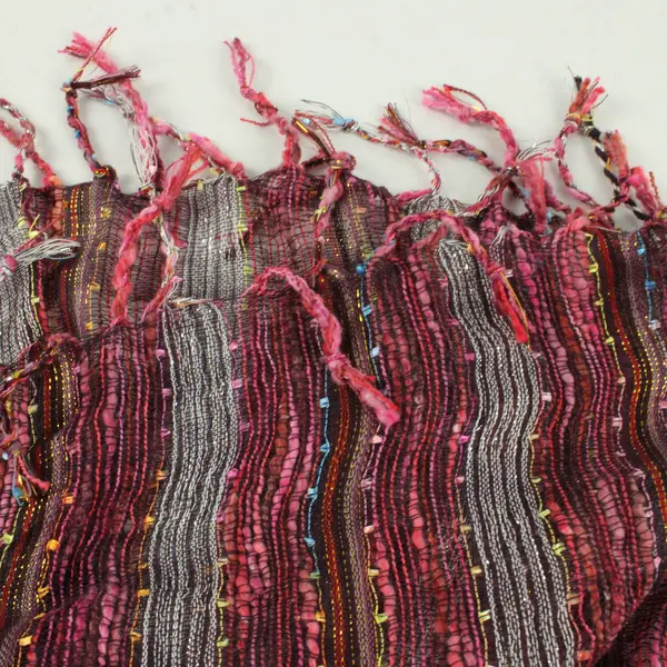 Sparkly Multicolor Striped Woven Fringe Lightweight Scarf 17"x62"