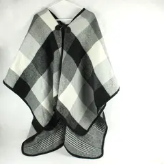 Lucky Belle Gray Buffalo Check Poncho Cape One Size
