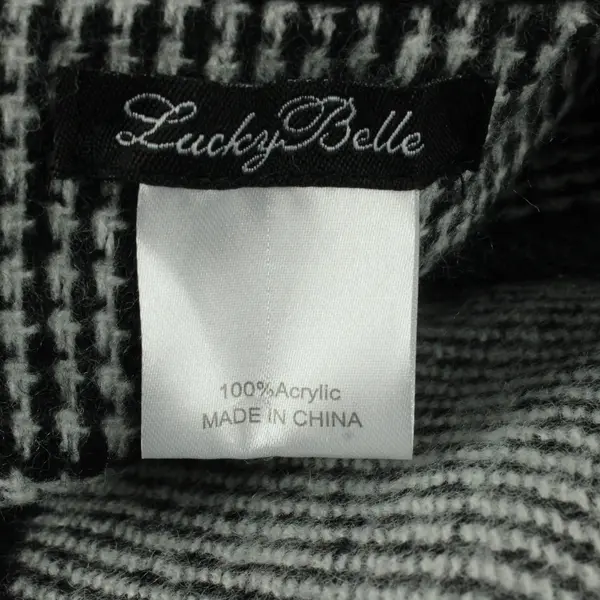 Lucky Belle Gray Buffalo Check Poncho Cape One Size