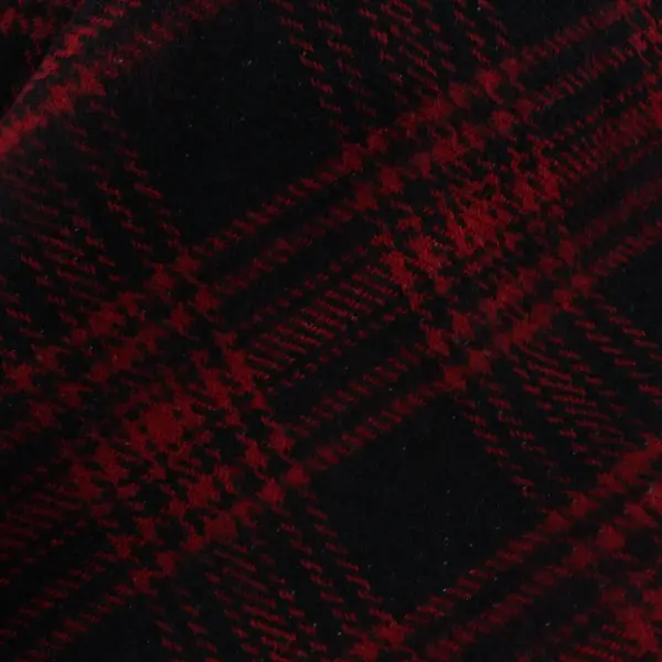 Reversible White Red Black Plaid Fringe Knit Shawl One Size