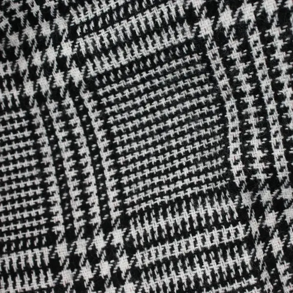 Reversible White Red Black Plaid Fringe Knit Shawl One Size