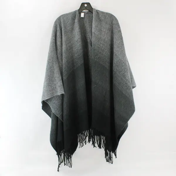 Worldwide Dreams Black and Gray Fringe Knit Shawl One Size