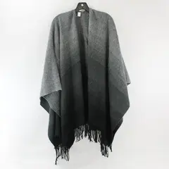 Worldwide Dreams Black and Gray Fringe Knit Shawl One Size